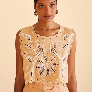 Farm Rio Sand Richelieu Sleeveless Crop Top